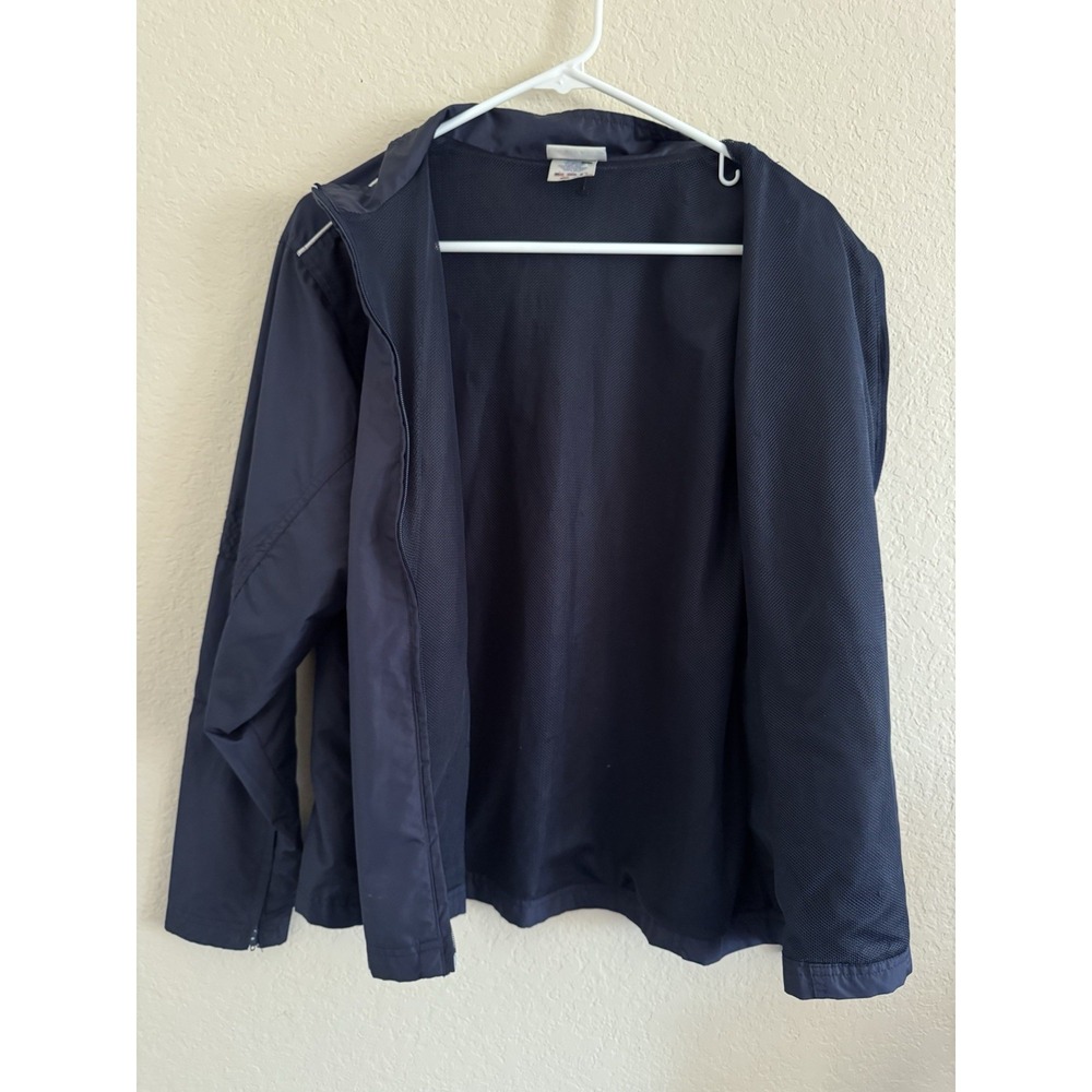 Vintage Reebok Windbreaker Jacket Men Large Navy Blue Mesh Lined Water Resistant - Picture 9 of 13